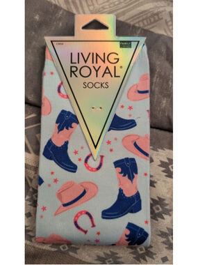 Living Royal Cowgirl Crew Socks One Size Light Blue Pink